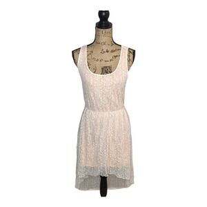 Women's Forever 21 Cocktail Dress Size 8 Sleeveless Scoop Neck Floral Peach